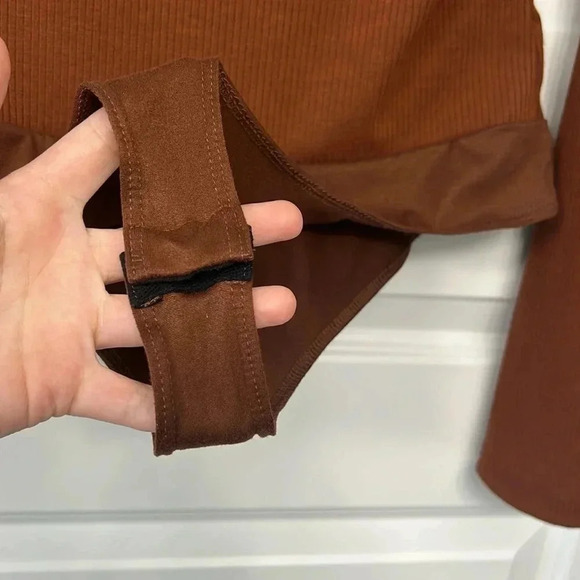 White birch ribbed v neck bodysuit rust - Picture 5 of 7